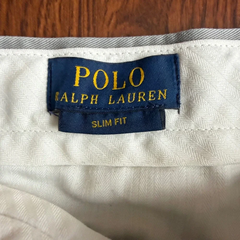 Polo Ralph Lauren Mens Slim Fit Chino Pants Light Grey Cotton Twill 33x32